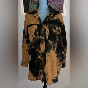 Tie Dye Corduroy Button Up Oversized Jacket/Shirt By 12th Tribe EUC Size Small